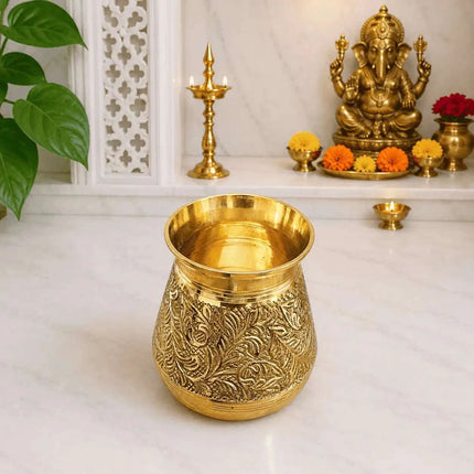 Brass Handcrafted Royal leaf Pooja Kalash