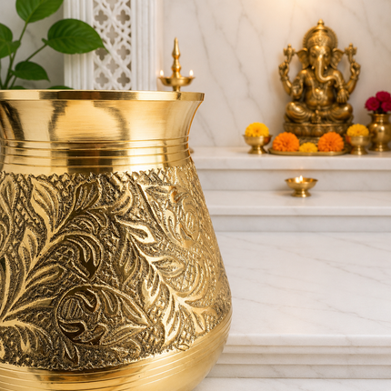 Brass Handcrafted Royal leaf Pooja Kalash
