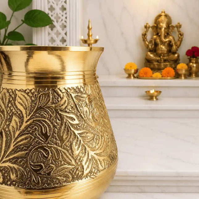 Brass Handcrafted Royal leaf Pooja Kalash