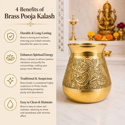 Brass Handcrafted Royal leaf Pooja Kalash