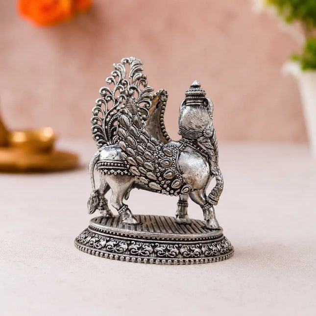 Brass Silver Kamdhenu Cow Idol (3.5 Inch)