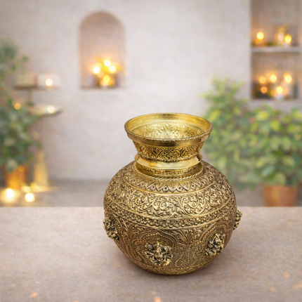 Brass Ashtalakshmi Kodam / Kalash (14 Inch)