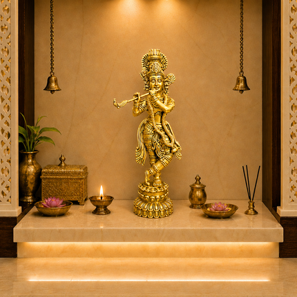 Brass Standing Krishna Idol (20 Inch)