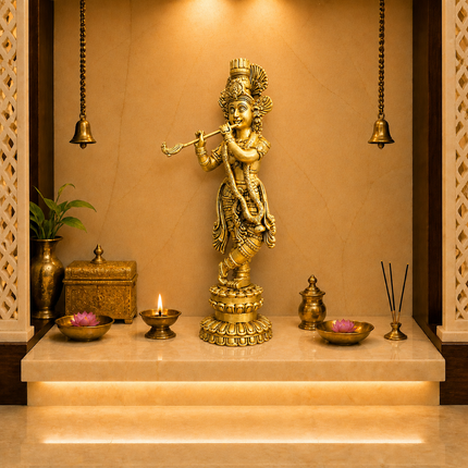 Brass Standing Krishna Idol (20 Inch)