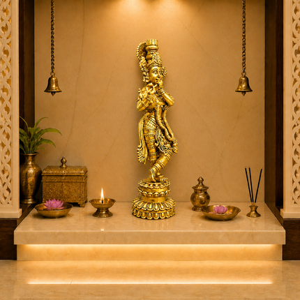 Brass Standing Krishna Idol (20 Inch)