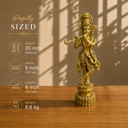 Brass Standing Krishna Idol (20 Inch)