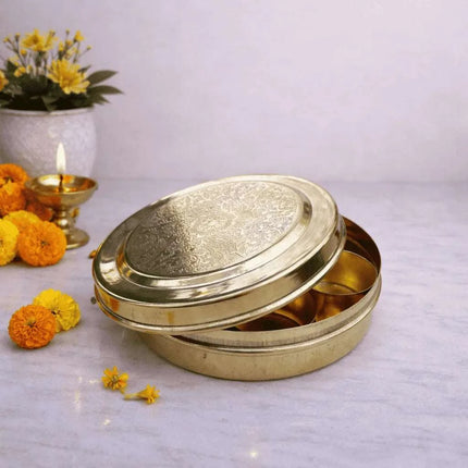 Brass Pooja Kumkum Chopra Box (4.5 Inch)