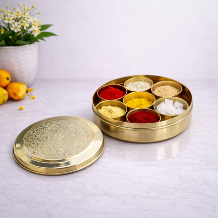 Brass Pooja Kumkum Chopra Box (4.5 Inch)