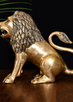 Brass Lion Statue (13 Inch)
