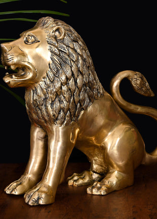 Brass Lion Statue (13 Inch)
