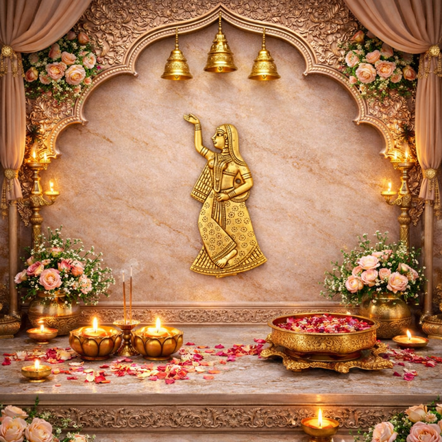 Brass Ladies Wall Hanging Pair (8 Inch)