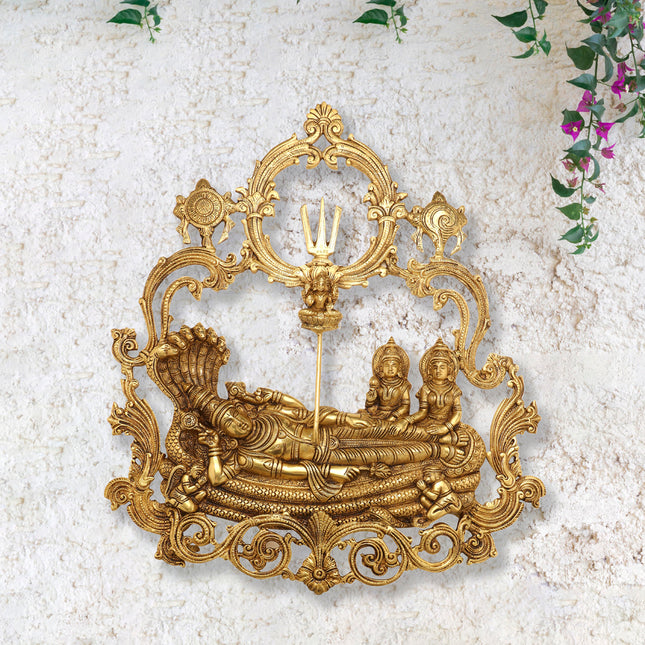 Brass Vishnu Lakshmi (Padmanabha Swamy) Wall Hanging (23 Inch)
