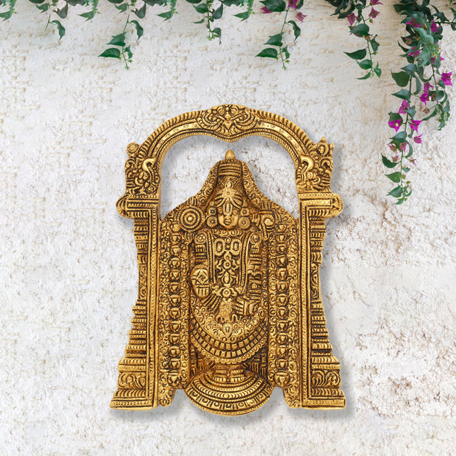 Brass Tirupati Balaji/Venkateshwar Idol Wall Hanging (7.5 Inch)