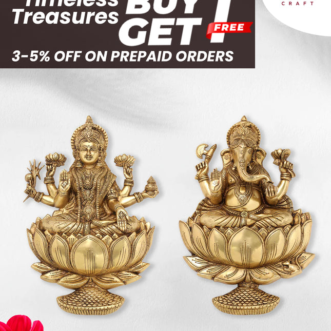 Brass Ganesha Or Lakshmi Lotus Wall Hanging (19 Inch)