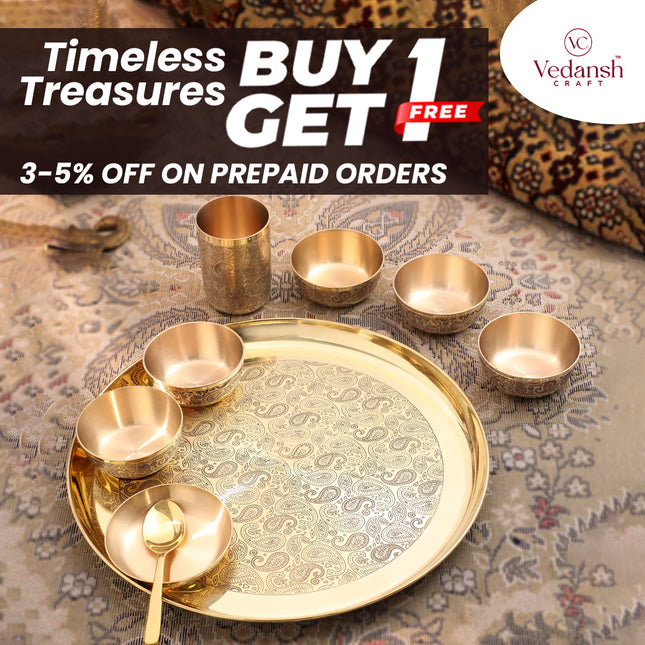 Brass Maharaja Thali/Dinner Set (1.85 Kg)