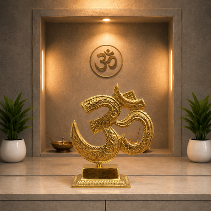 Brass Table Top Om With Stand (5.5 Inch)