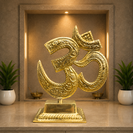 Brass Table Top Om With Stand (5.5 Inch)