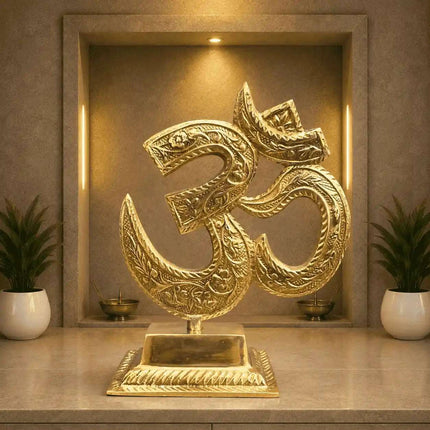 Brass Table Top Om With Stand (5.5 Inch)