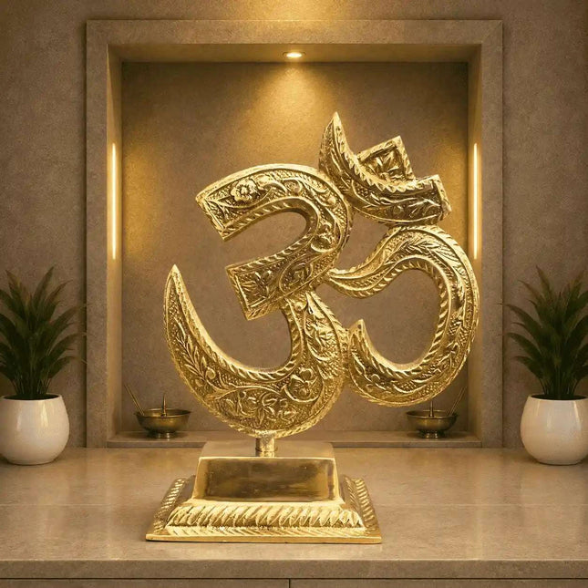 Brass Table Top Om With Stand (5.5 Inch)