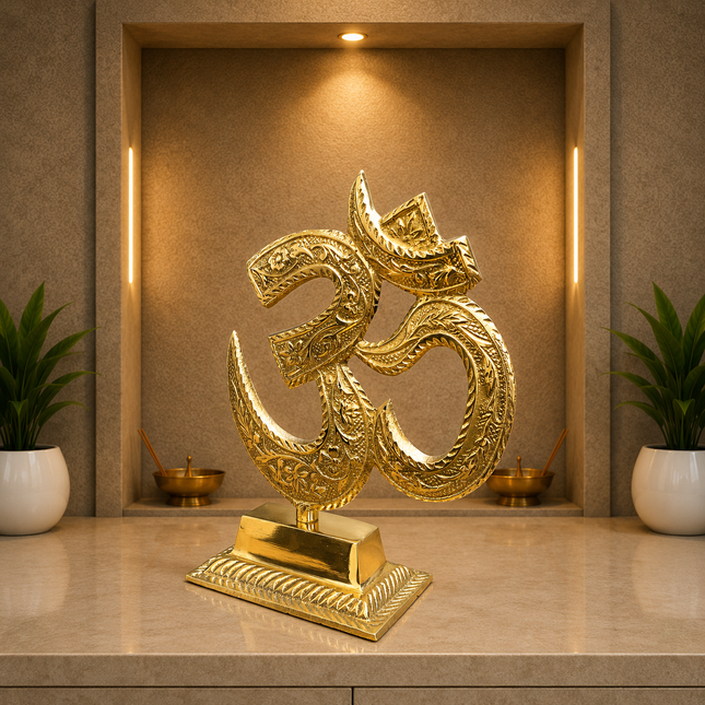 Brass Table Top Om With Stand (5.5 Inch)