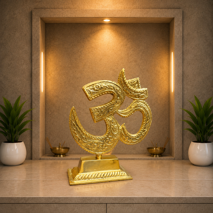Brass Table Top Om With Stand (5.5 Inch)