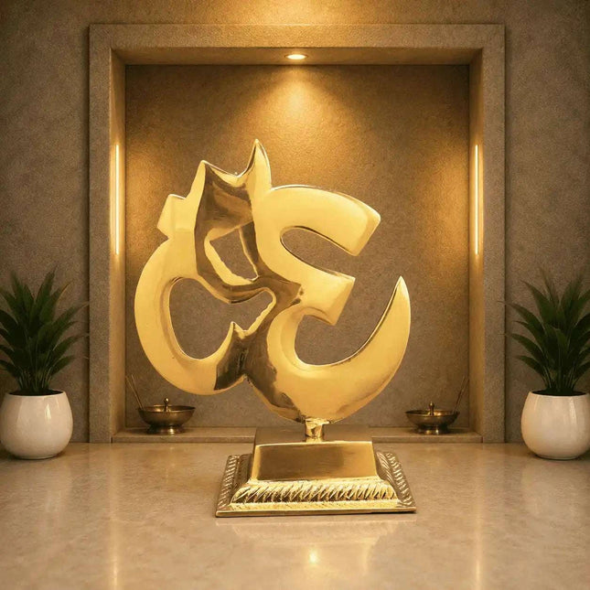 Brass Table Top Om With Stand (5.5 Inch)