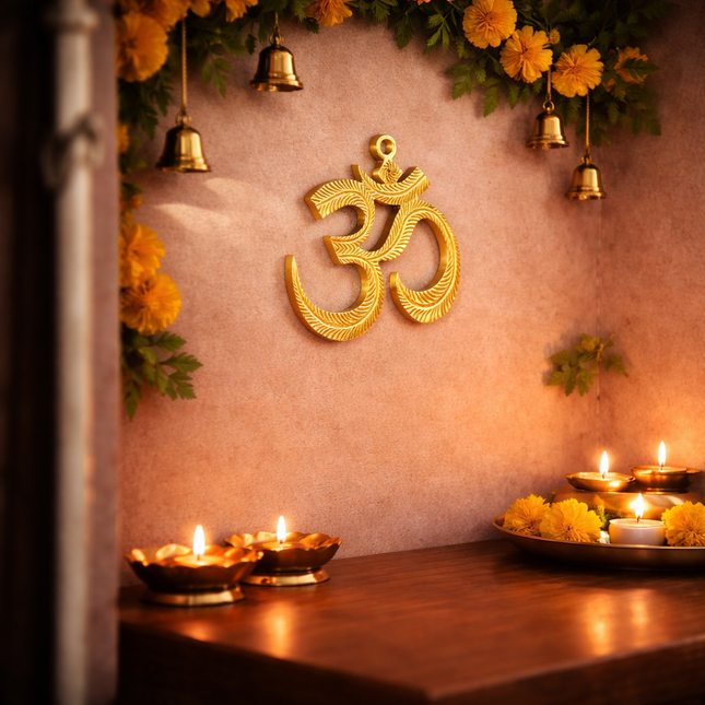 Brass Om Wall Hanging (4.5 Inch)