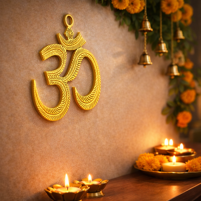 Brass Om Wall Hanging (4.5 Inch)