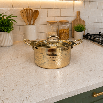 Brass Hammered Handi With Lid