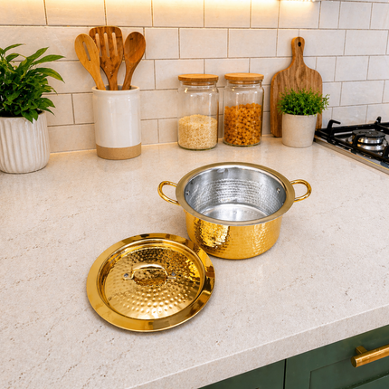 Brass Hammered Handi With Lid