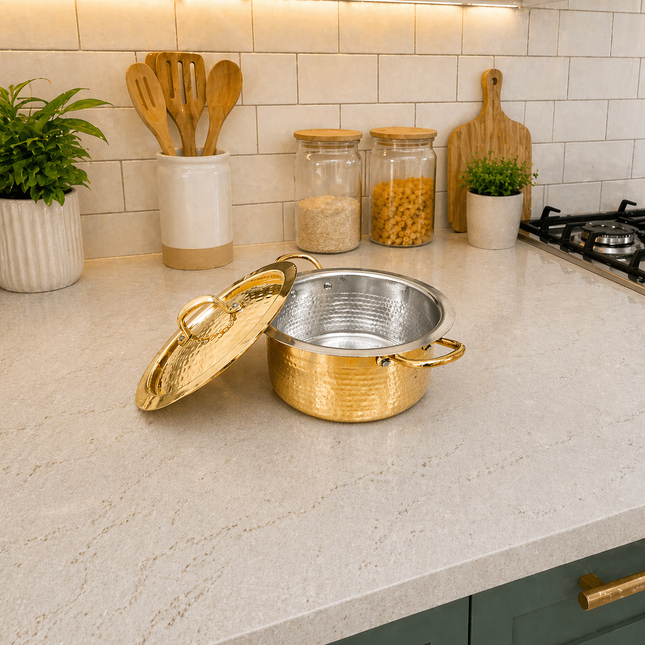 Brass Hammered Handi With Lid