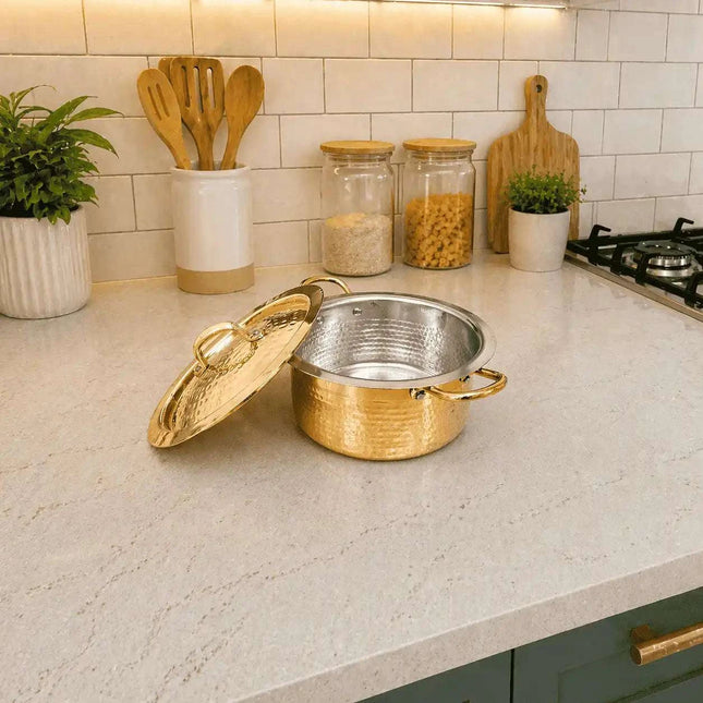 Brass Hammered Handi With Lid