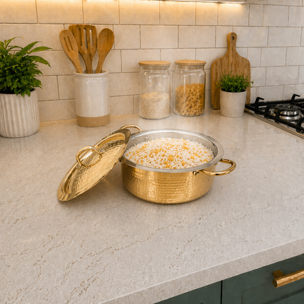 Brass Hammered Handi With Lid