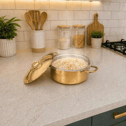 Brass Hammered Handi With Lid