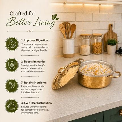 Brass Hammered Handi With Lid