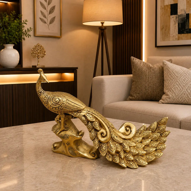 Brass Peacock Figurine (8.2 Inch)