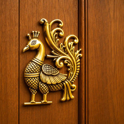 Brass Peacock Wall Hanging 2 Piece Set (8.5 inch)