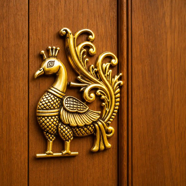 Brass Peacock Wall Hanging 2 Piece Set (8.5 inch)