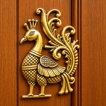Brass Peacock Wall Hanging 2 Piece Set (8.5 inch)