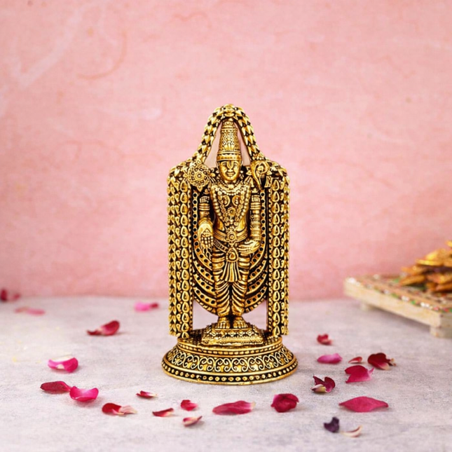Brass Tirupati Balaji/Venkateshwar Idol (3.5 Inch)