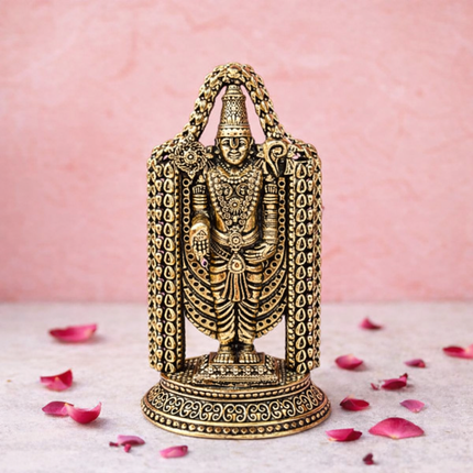 Brass Tirupati Balaji/Venkateshwar Idol (3.5 Inch)