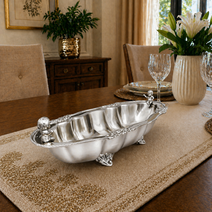 Brass Decorative Oval Serving Fruit, Dish Bowl