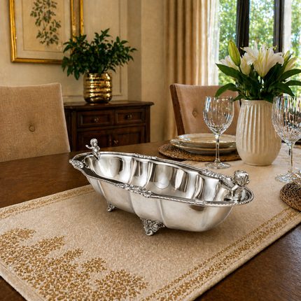 Brass Decorative Oval Serving Fruit, Dish Bowl