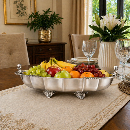 Brass Decorative Oval Serving Fruit, Dish Bowl