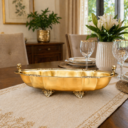 Brass Decorative Oval Serving Fruit, Dish Bowl