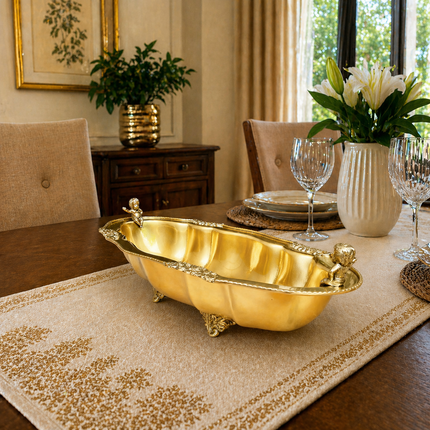 Brass Decorative Oval Serving Fruit, Dish Bowl