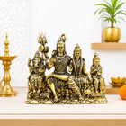 Brass Sitting Shiv Family Lightweight Idol (4.5 Inch)