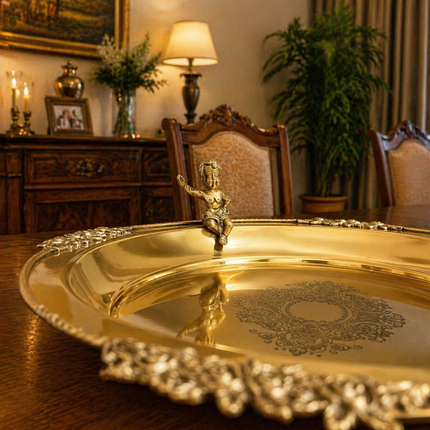 Brass Round Serving Tray / Plate (11.5 Inch)