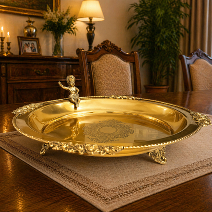 Brass Round Serving Tray / Plate (11.5 Inch)