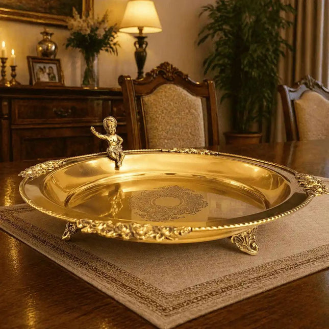 Brass Round Serving Tray / Plate (11.5 Inch)